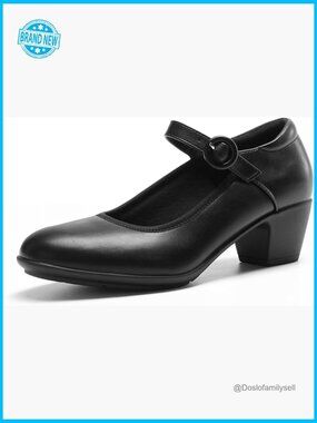 Chunky Heel Mary Jane Pumps Closed Toe Work Business Dress Shoes Comfortable